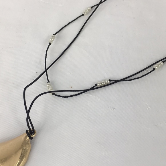 Free People Lagoon Layer Necklace Gold Black New - Picture 7 of 7